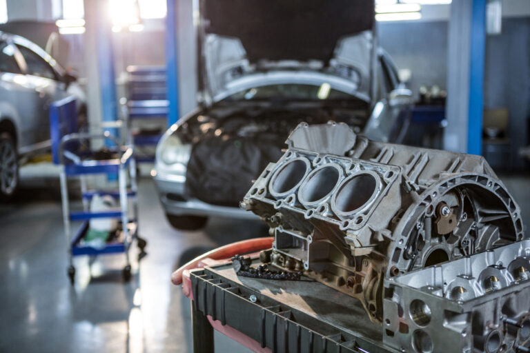 Car parts in repair garage