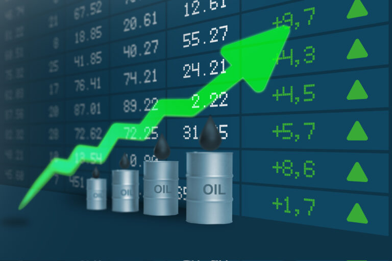 stock market chart with oil growth due to the blocking of the Su