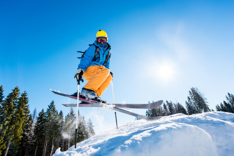 Skier skiing in the mountains