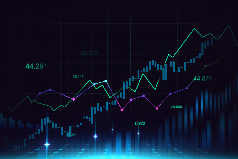 Stock market or forex trading graph