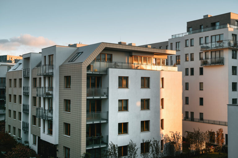 Modern architecture building contemporary lowrise flat house concept sustainable future living