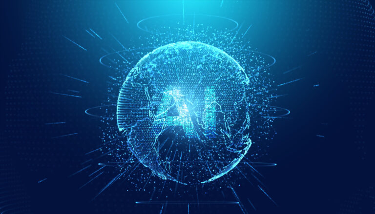Abstract technology ai computing and world concept working data