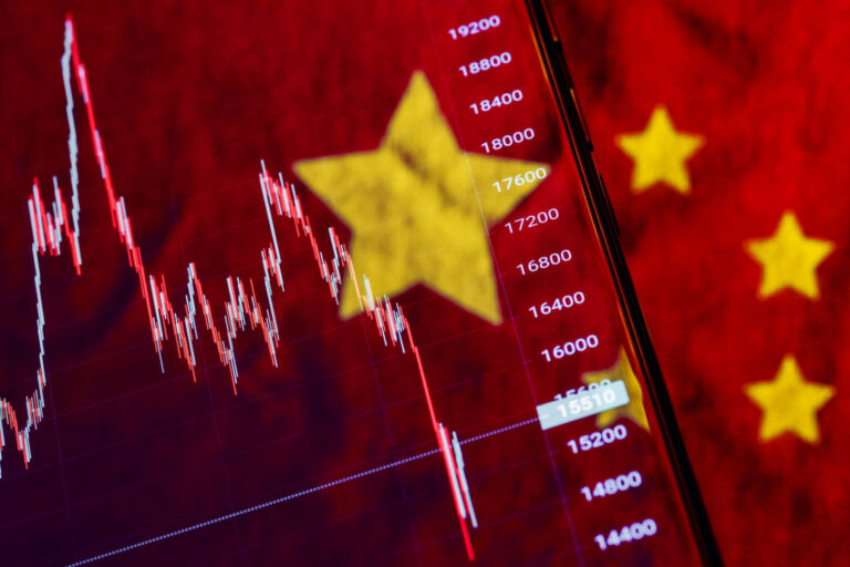 Chart fall stock index chinese companies smartphone screen