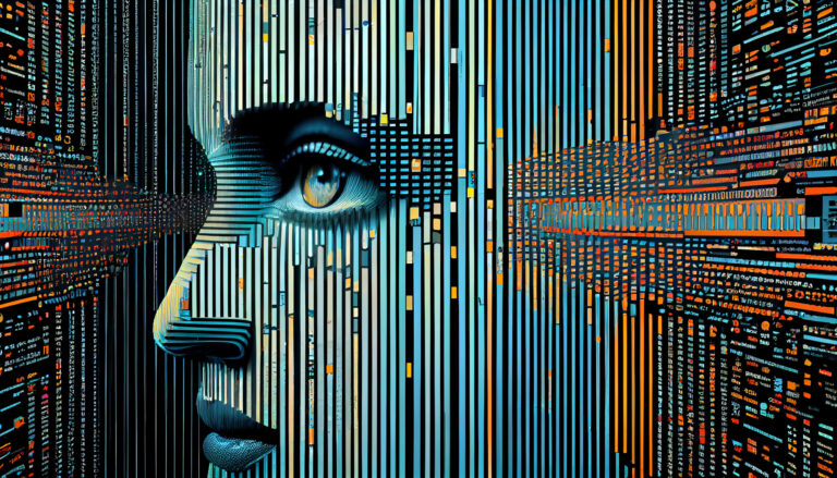 Futuristic computer graphic of glowing human face ,generative ai