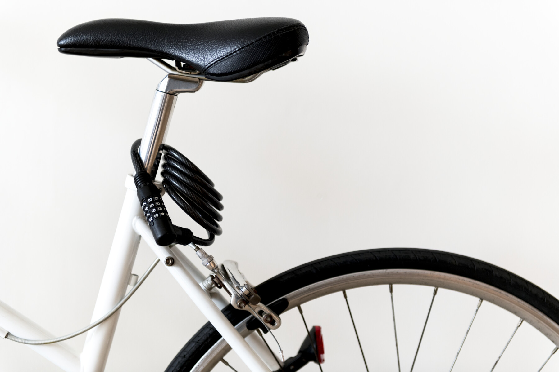 Closeup of mountain bike isolated on white background