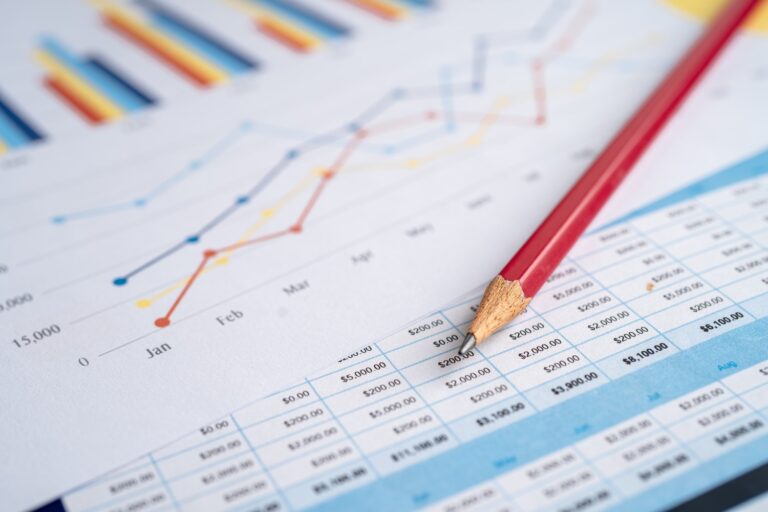 Pencil charts graph paper finance account statistics analytic research data economy stock exchange trading business company meeting concept