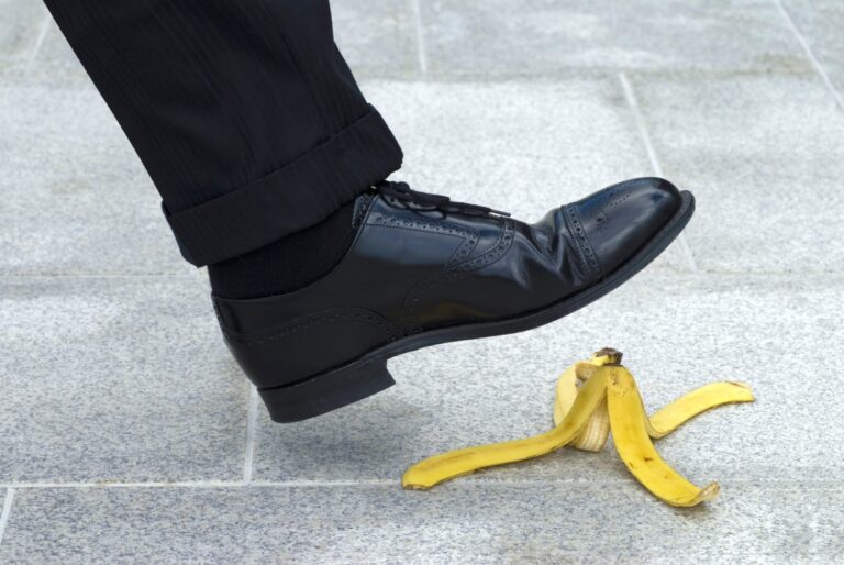 Person is going step banana peel