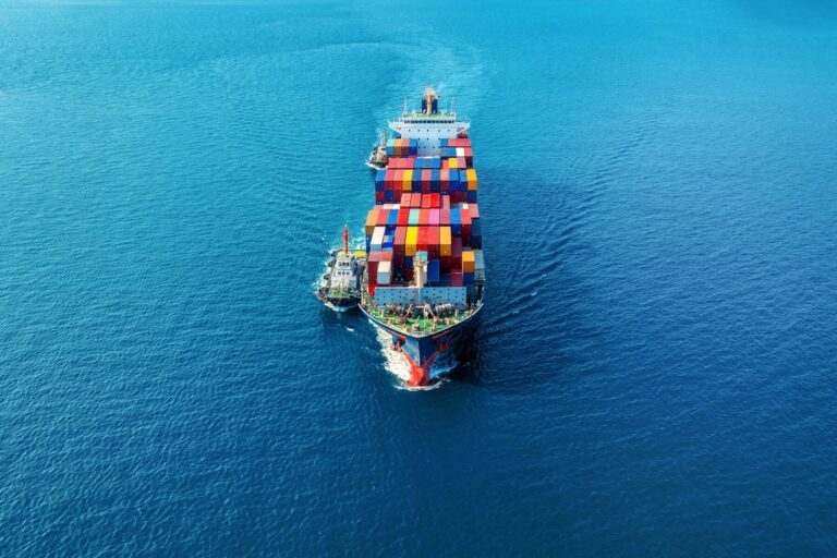 Ship with cargo container sea