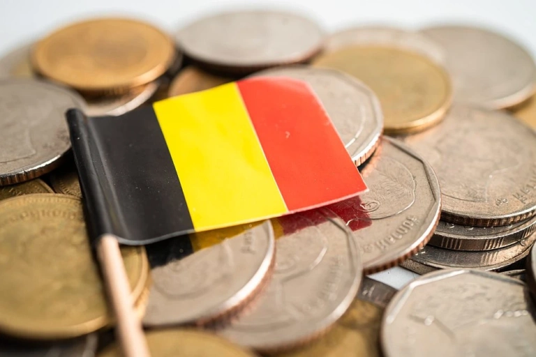 Stack coins money with germany flag finance banking concept
