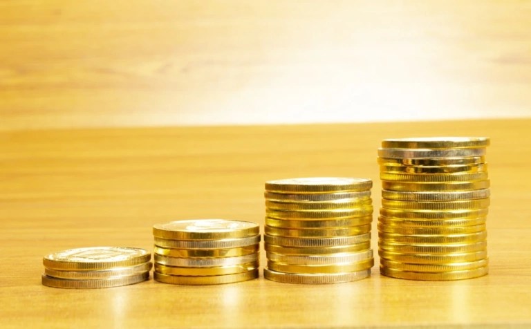 4 rows coins arranged ascending order