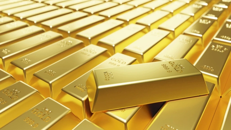 Gold bars background 3d render