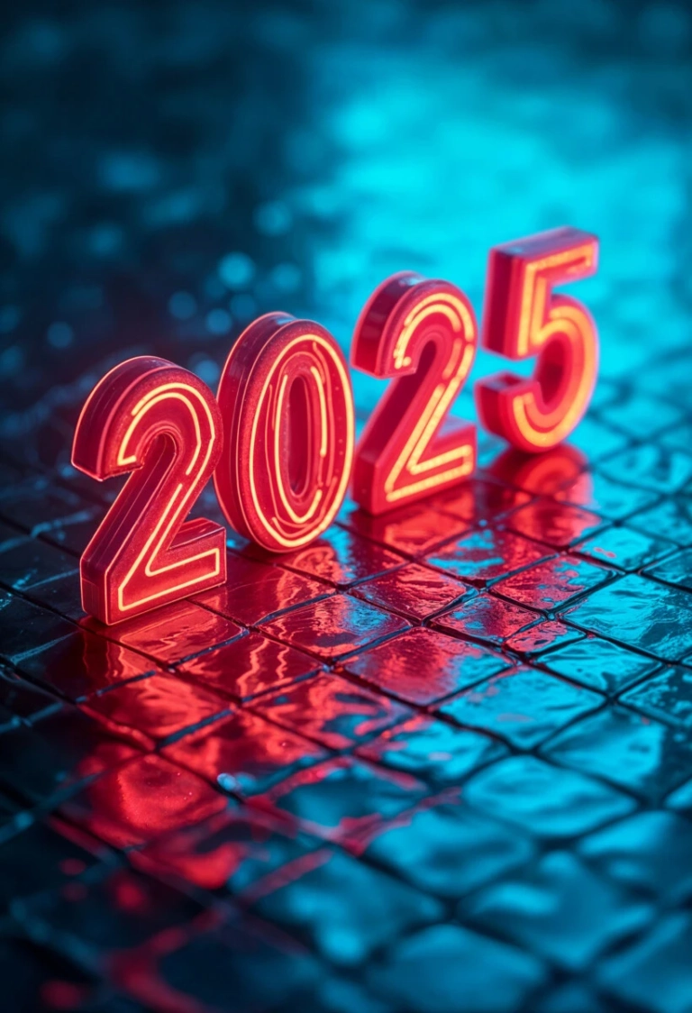 New Year 2025 Neon Wallpaper