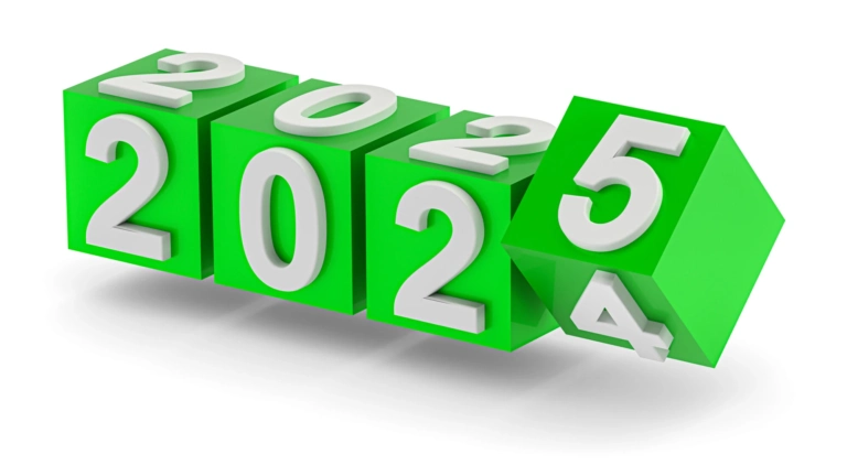 New Year Holiday Concept Cubes With Number 2025 Replace 2024 Abstract Illustration Isolated