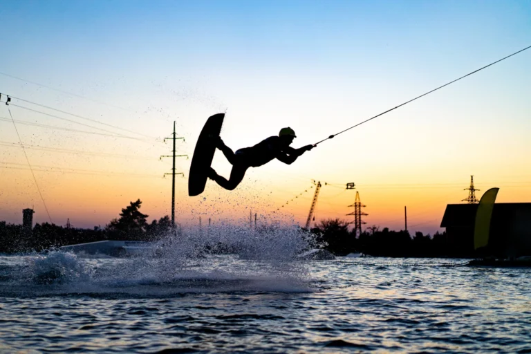 Wakeboard wakeboarding jumping sunset