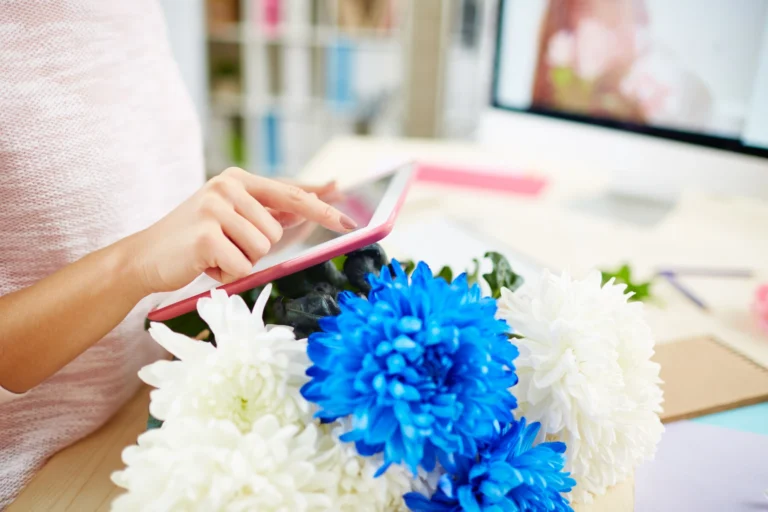 Young worker floral design studio