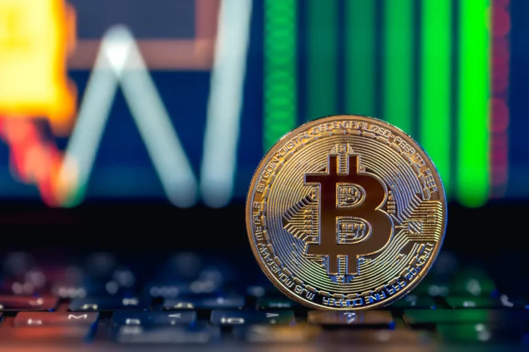 Golden bitcoin coin keyboard stock market trading chart online candlestick